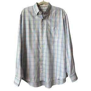 Peter Millar Button Down Shirt Plaid Long Sleeve Classic Fit XL Summer Pink Blue